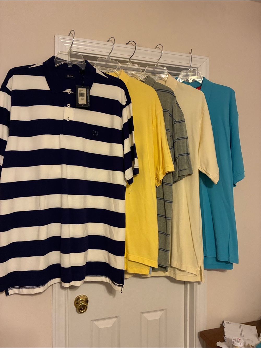 Lot of 5 2XL Men’s‎ Izod Navy and White Striped Polo one NWT